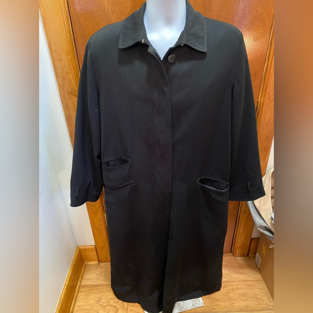 Anne Klein II Black Removable Insulated Liner Trench Coat -Sz 10